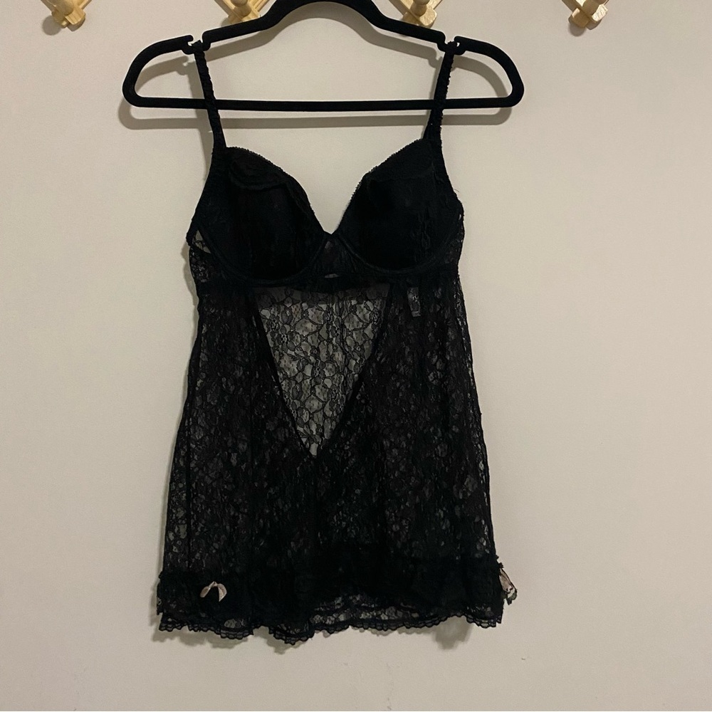 Victoria's Secret Vintage Black Lace Babydoll Lingerie Top medium
